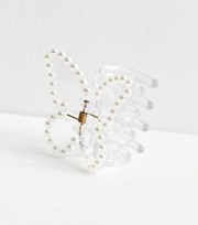 New Look Crystal Faux Pearl Butterfly Bulldog Claw Clip